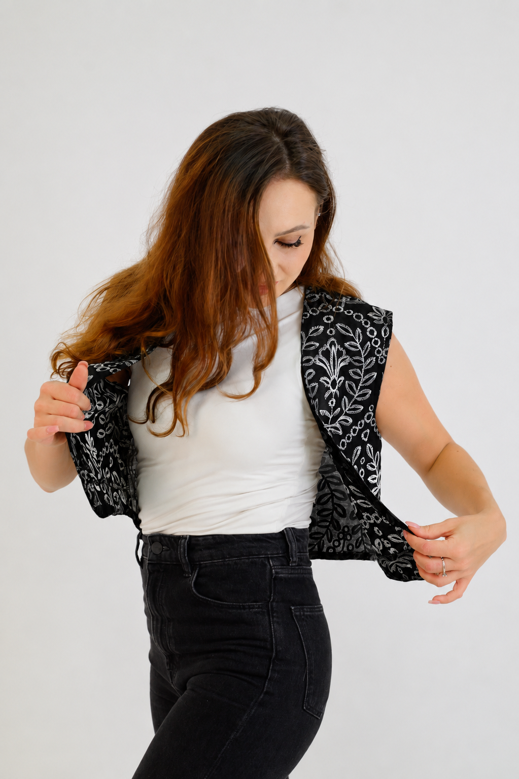 Beige Textured Vest