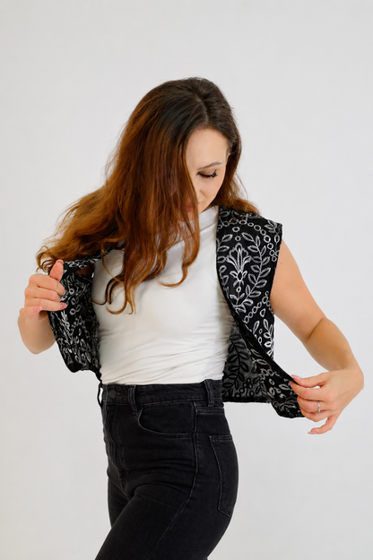 Beige Textured Vest