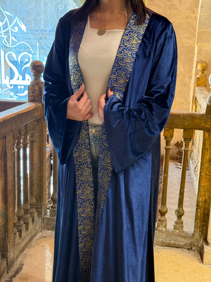 Blue Black Velvet Kaftan