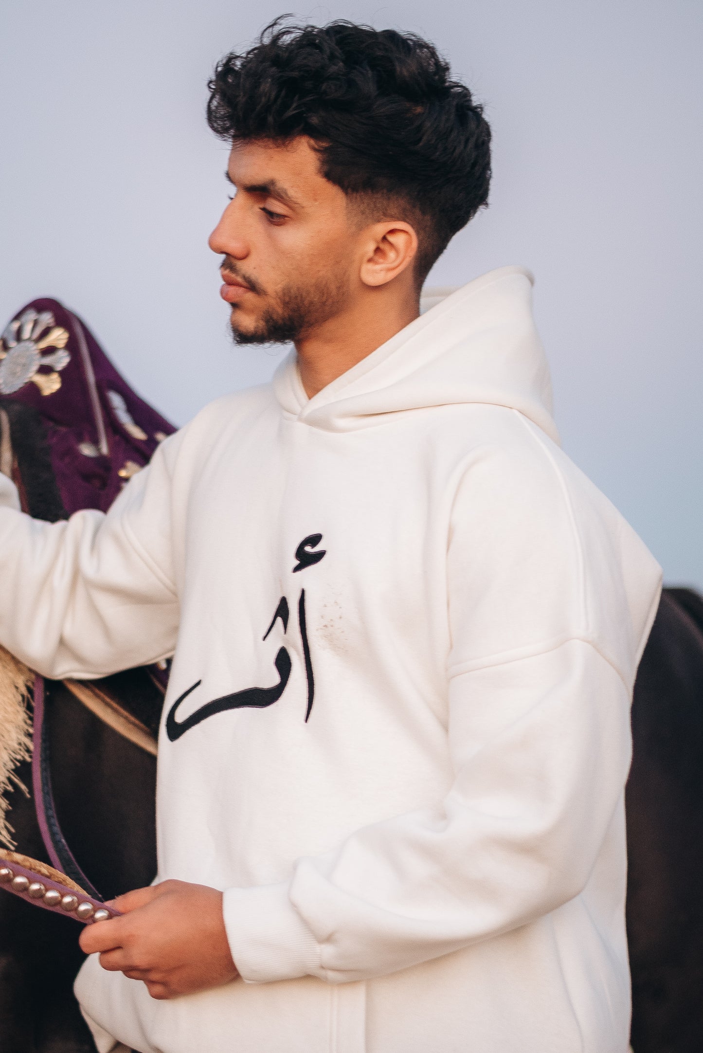 Athar Hoodie with Black back bohemian Print